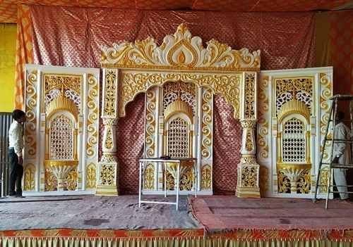 Golden White Fibre Wedding Stage