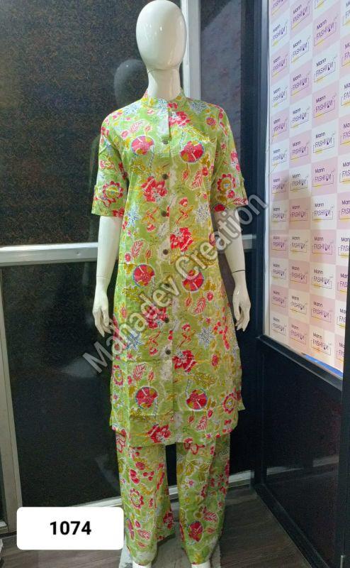 Ladies Daywear Floral Print Kurta Set