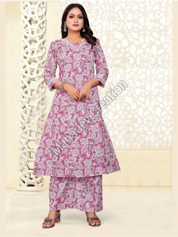 Ladies Pink Floral Palazzo Set
