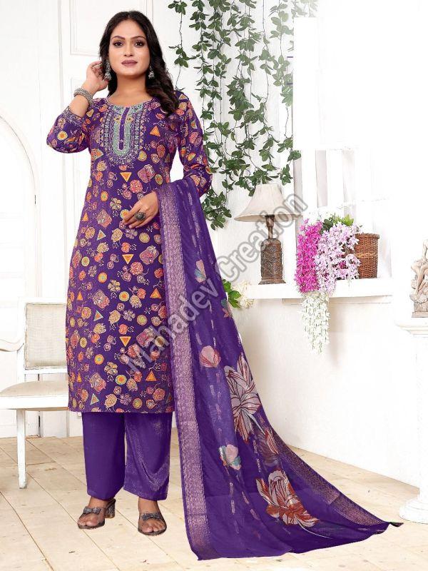 Ladies Purple Embroidered Celebration Suit