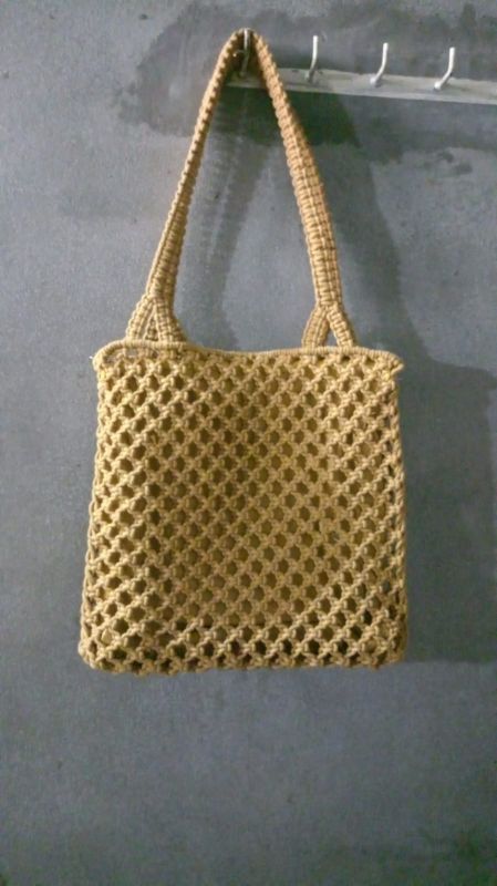Beige Handmade Cotton Macrame Sling Bag