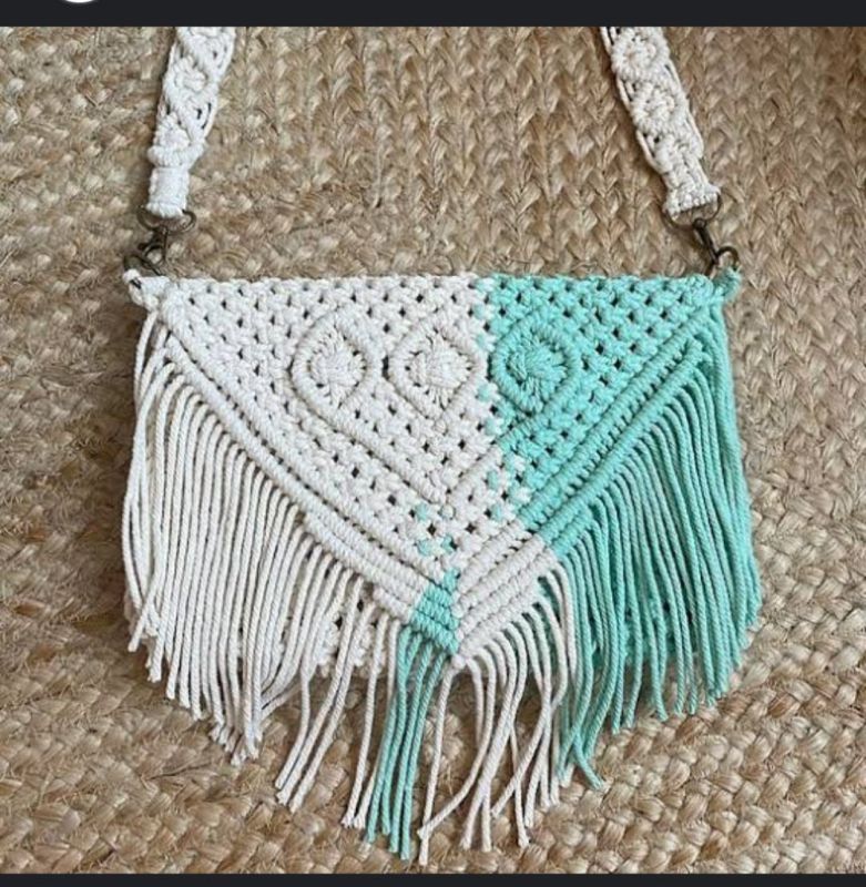 Dual Tone Macrame Sling Bag