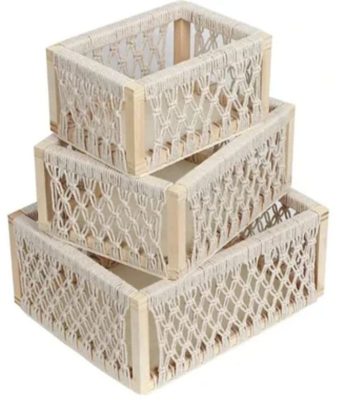 3 Piece Macrame Storage Basket
