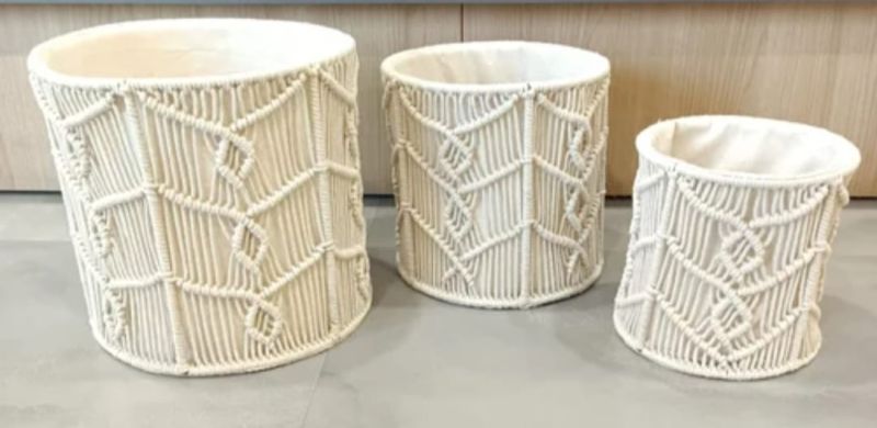 Round Cotton Rope Macrame Storage Basker