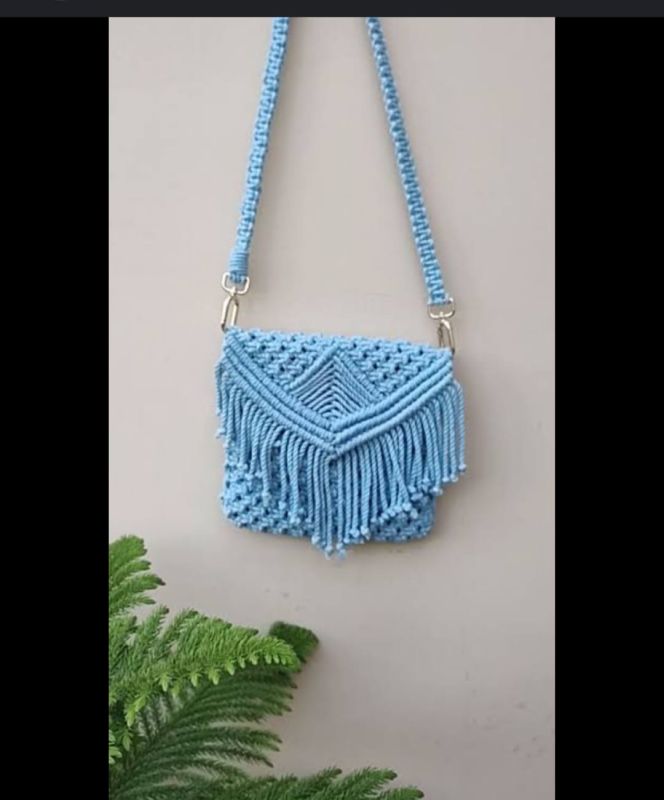 Sky Blue Macrame Sling Bag