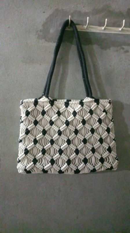 Off White Macrame Hand Bag