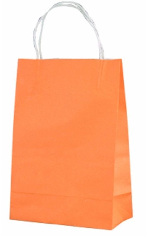 Orange Plain Paper Carry Bag
