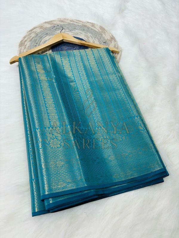 Ladies Rama Green Softy Silk Saree