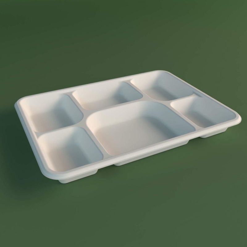 6 CP Bagasse Meal Tray