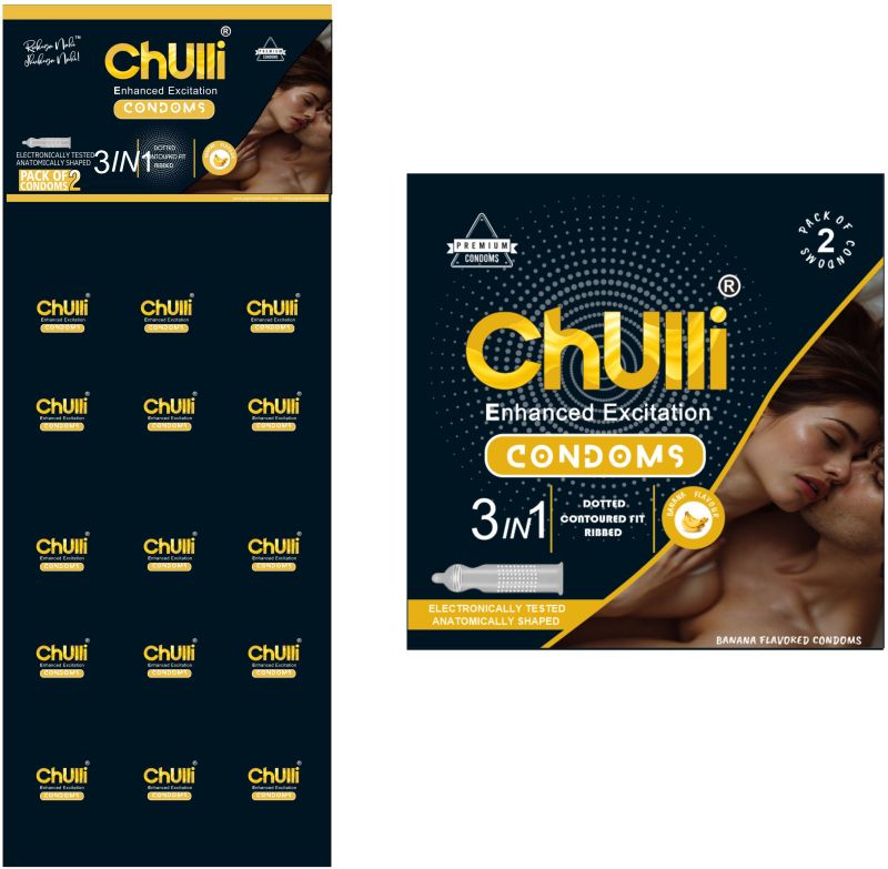 Chulli 2 Pcs Dotted Calendar Banana Condom