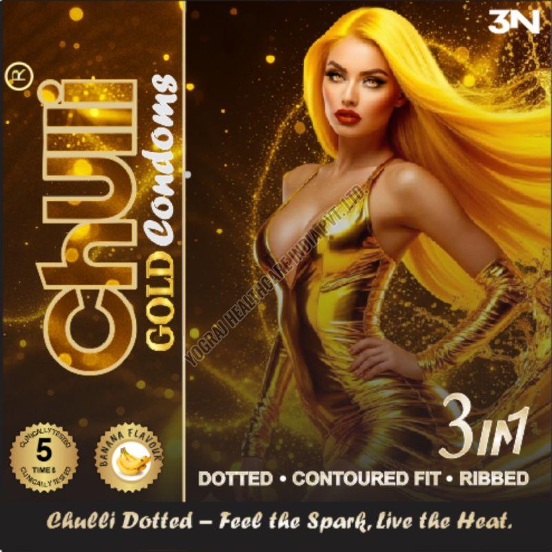 Chulli 3 Pcs Dotted Banana Condoms