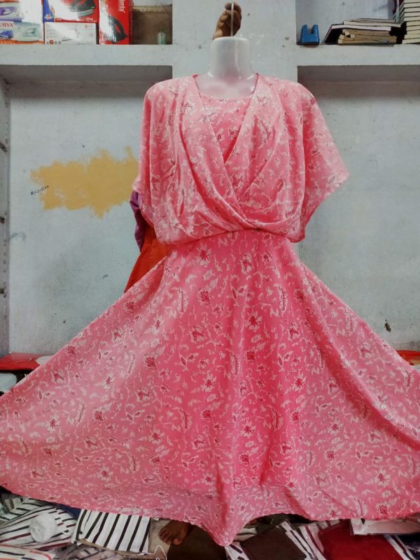 Chiffon Printed Ladies Party Wear Gown