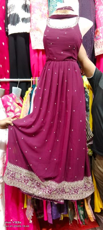 Pink Embroidered Georgette Gown