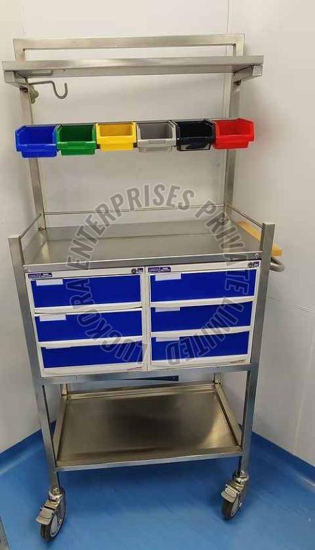6 Drawer Stainless Steel Crash Cart Trolley