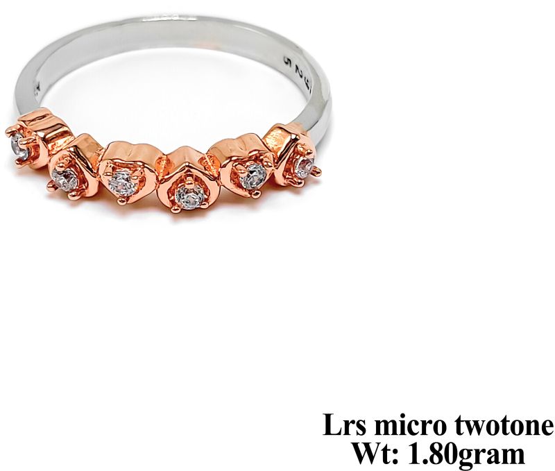 Floral Diamond Two Tone Silver Ring