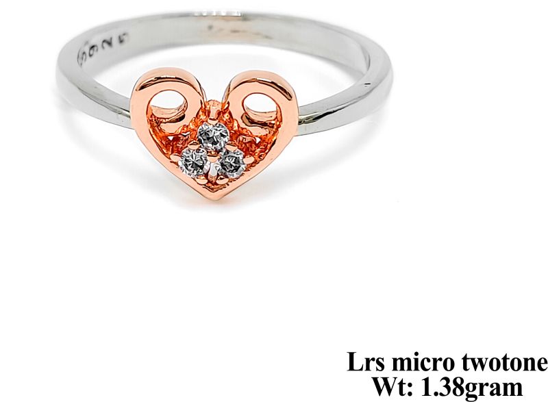 Heart Floral Two Tone Silver Ring