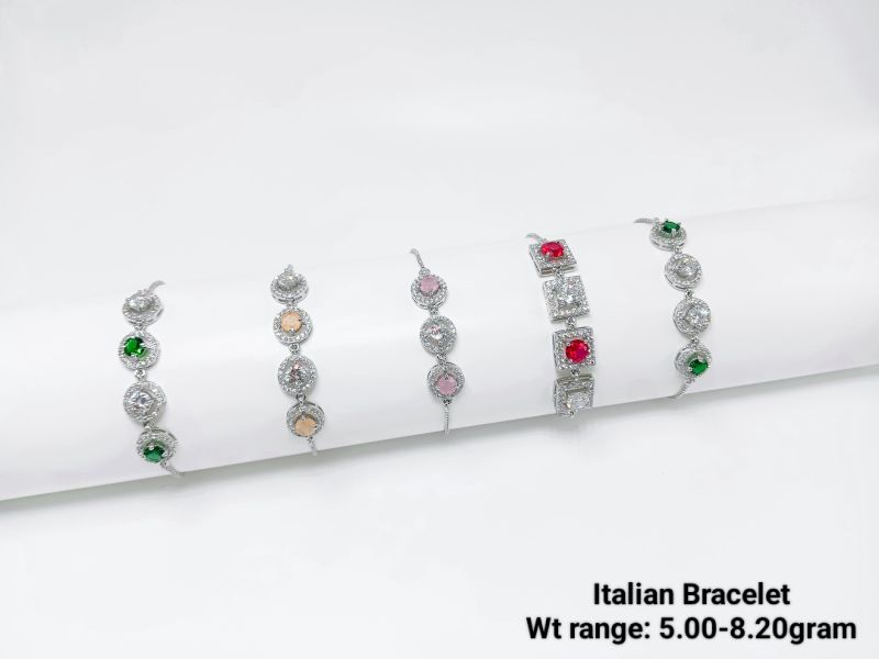 Multi Stone Italian Silver Bracelet