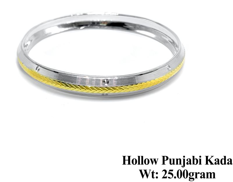 Silver & Golden Braided Hollow Punjabi Kada