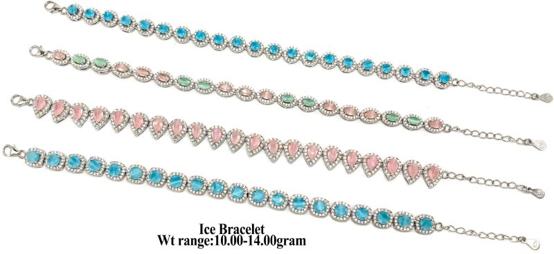 Silver Ice Band with Pink Stones