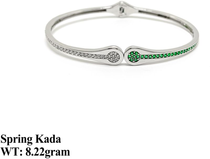 Spring Kada Green & White Stone Kada