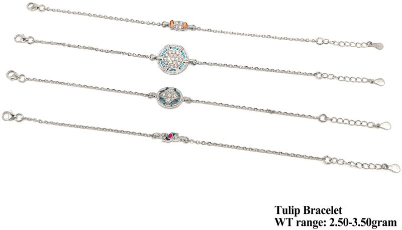 Tulip Gemstone Motif Silver Bracelet