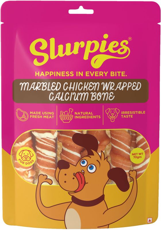 70 Gm Slurpies Marbled Chicken Wrapped Calcium Bone