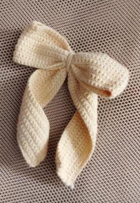 Beige Crochet Hair Clip Bow