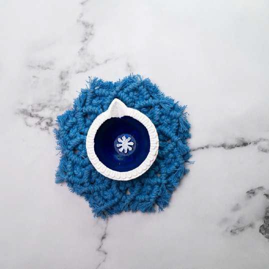 Blue Cotton Macrame Coaster