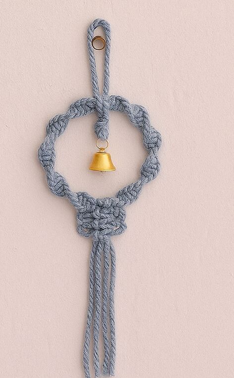 Macrame Blue Christmas Bell