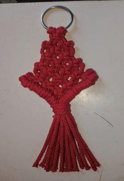 Macrame Maroon Crimson Pine Keychain