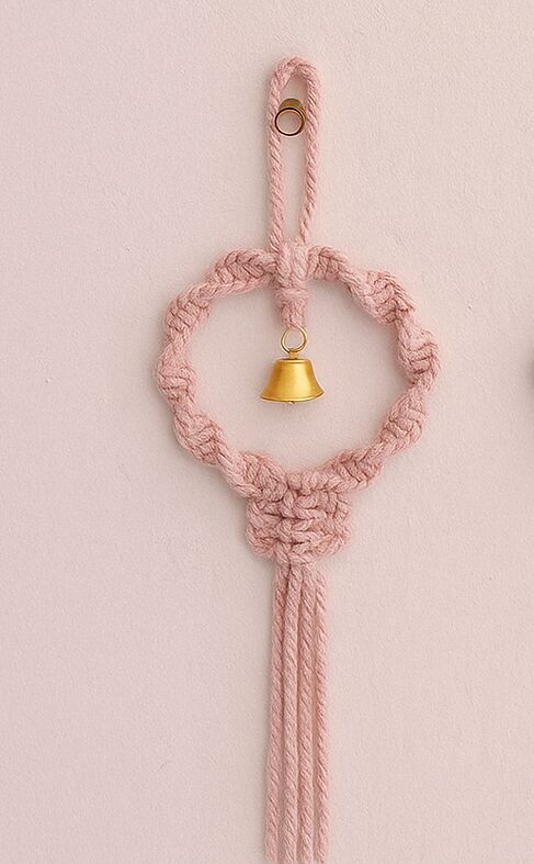 Macrame Pink Christmas Bell