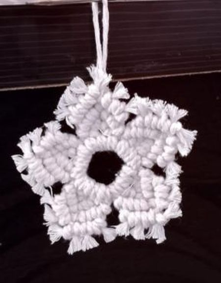 Macrame White Hanging Snowflakes
