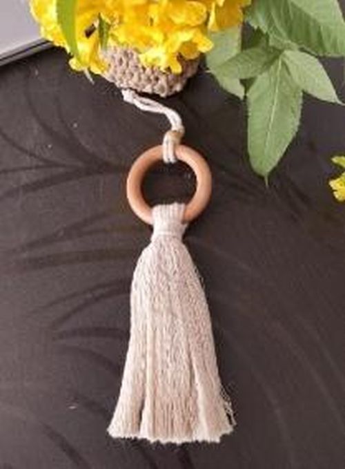 Macrame White Knot Car Charm