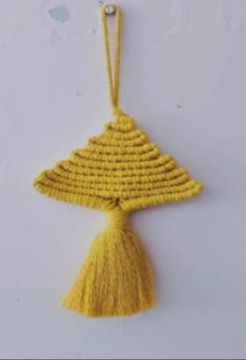 Macrame Yellow Crimson Pine Keychain