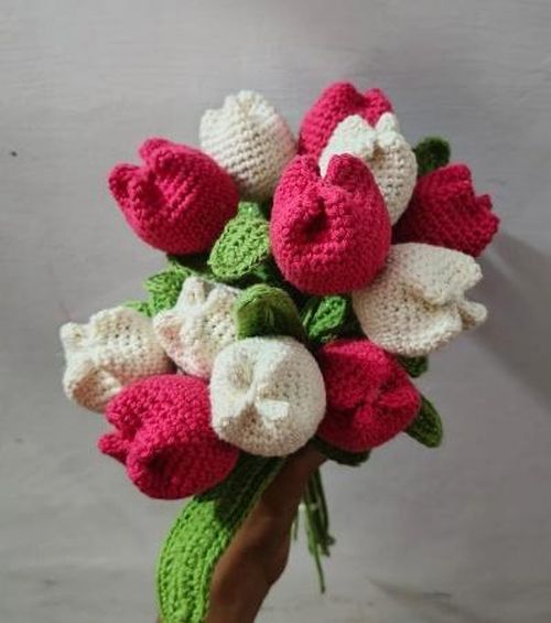 Multicolor Crochet Tulip Flower