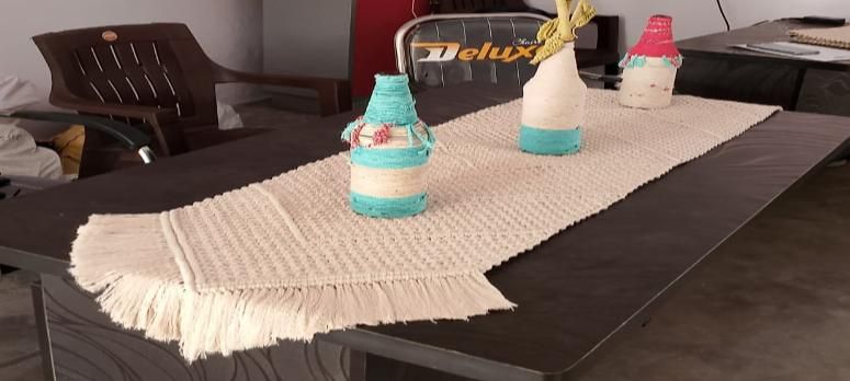 Off White Cotton Macrame Dinning Table Runner