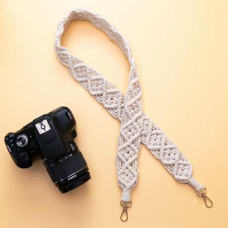 Off White Macrame Camera Holder Strap