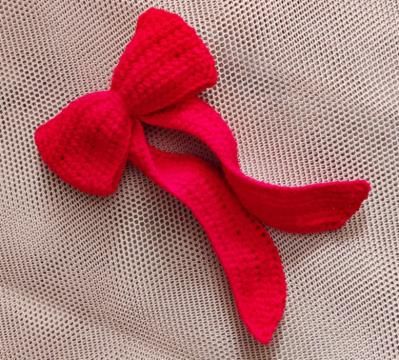 Red Crochet Hair Clip Bow