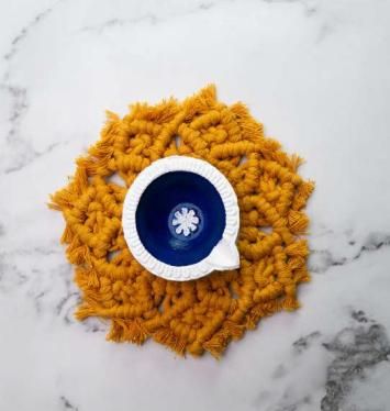 Yellow Cotton Macrame Coaster