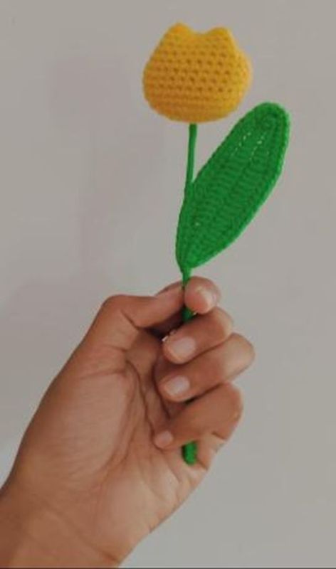 Yellow Crochet Tulip Flower