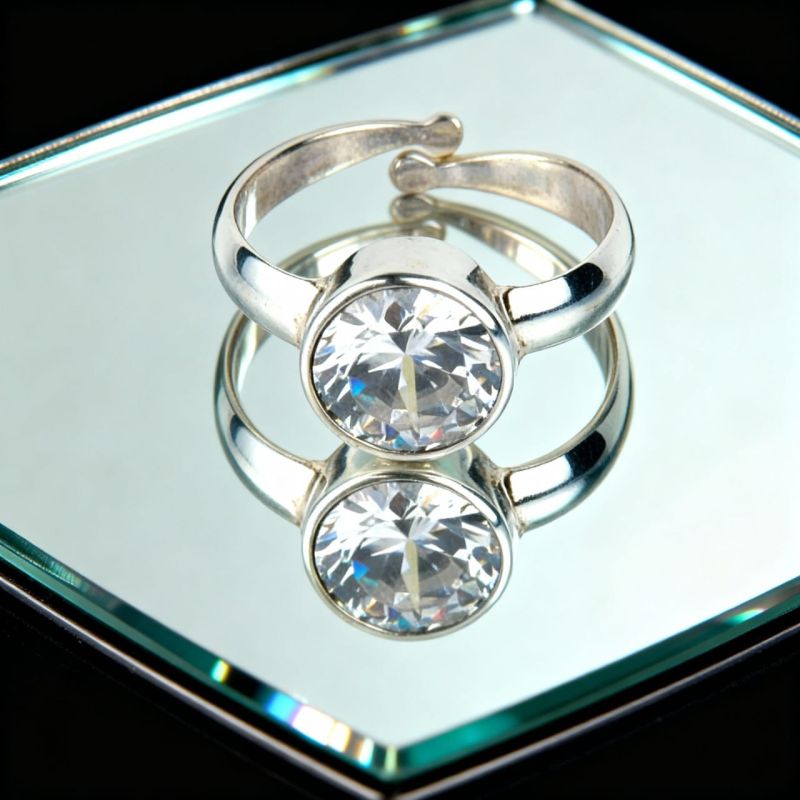 White Zircon Stone Rhodium Ring