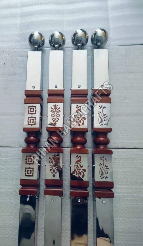 Stainless Steel Wooden Master Pillar For Stairs
