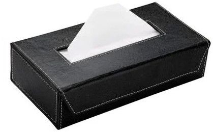 Black Leather Tissue Box