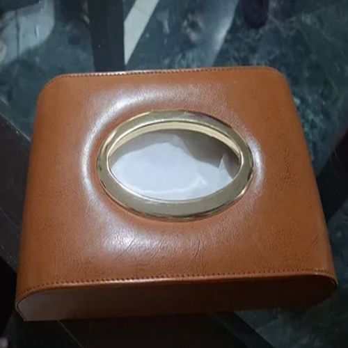Brown Leather Tissue Box