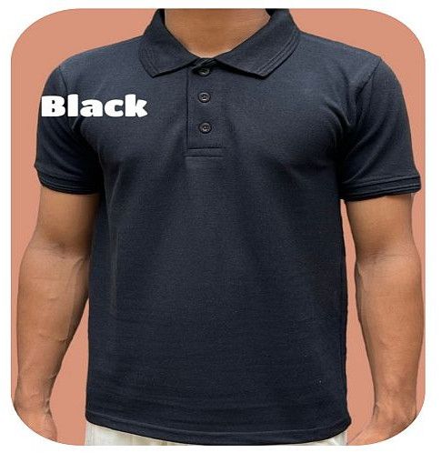 Dry Fit Black Polyester Polo T-Shirt