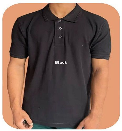 Mens Black Cotton Honeycomb Polo T-Shirt