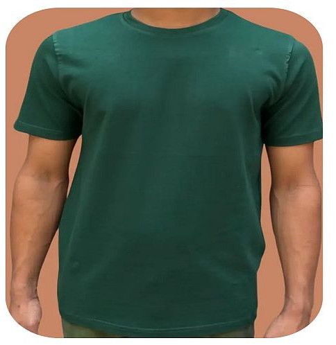 Mens Green Round Neck Cotton T-Shirt