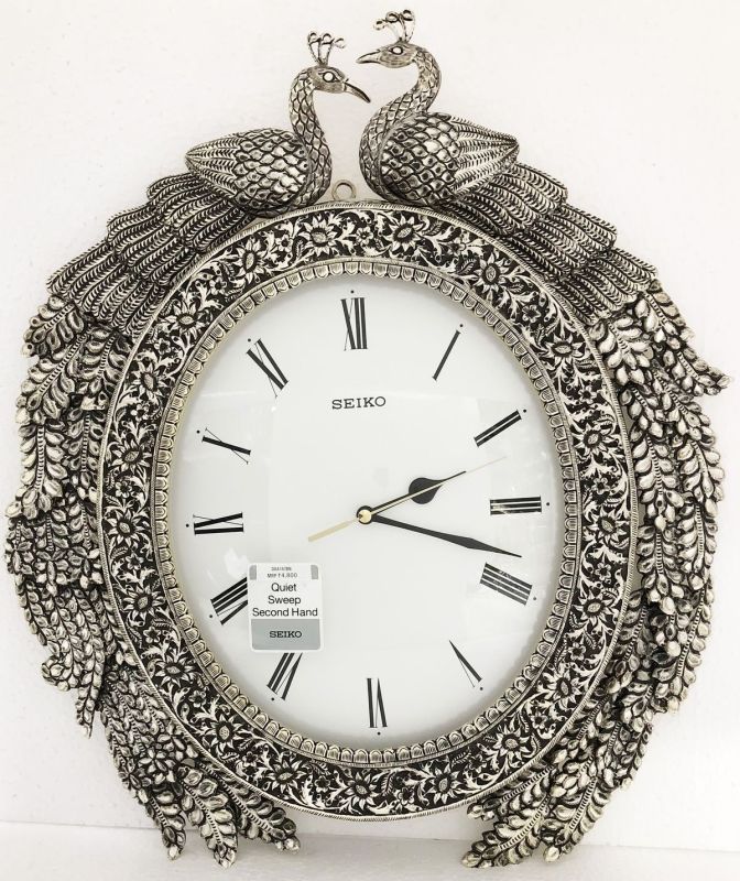 Twin Peacock Roman Dial Wall Clock