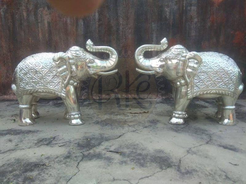 Embossed Silver Cladded Elephant Pair
