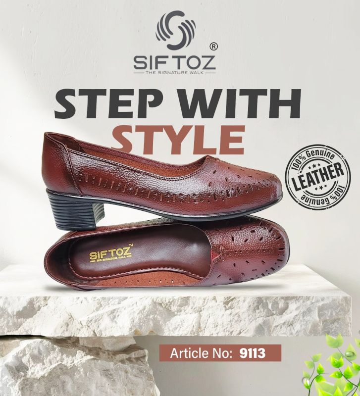 Ladies Dark Brown Textured Belly Shoes